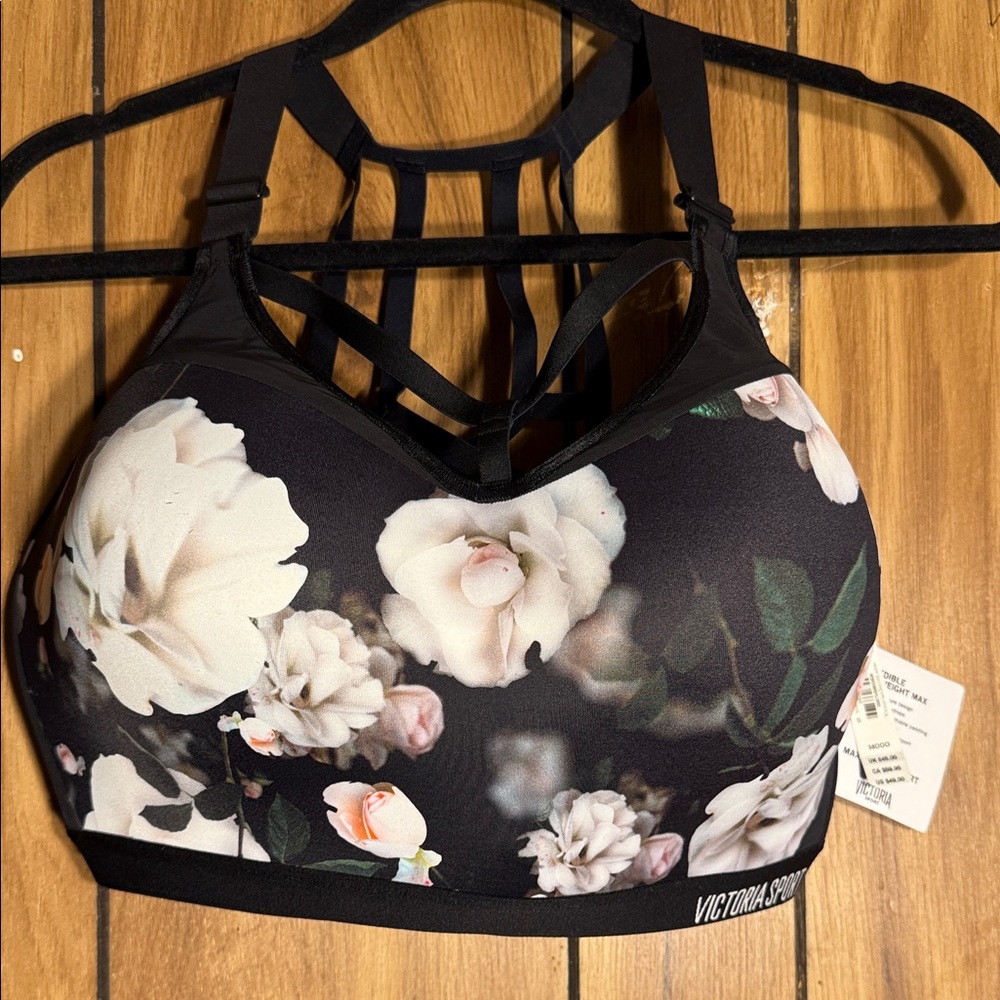 Victoria's Secret Black and White Floral Sports Bra